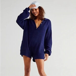 NWT Free People Picnic Sweater Romper Navy